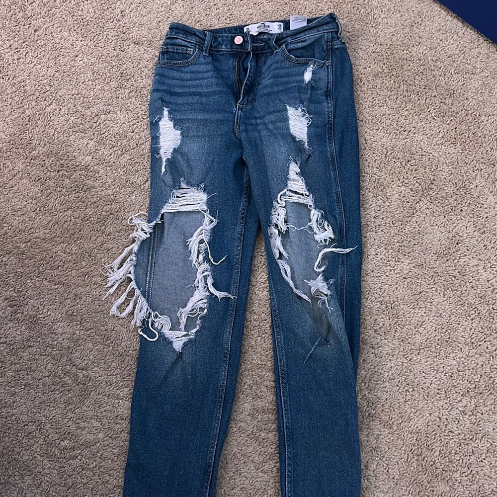 Hollister knee ripped denim jeans.
